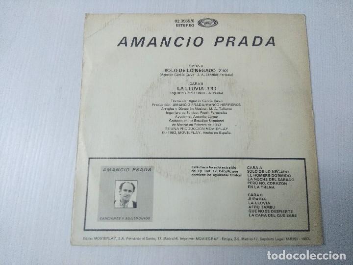 Discos de vinilo: AMANCIO PRADA/SOLO DE LO NEGADO/SINGLE. - Foto 3