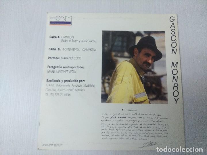 Discos de vinilo: GASCON MONROY/CAMPEON/SINGLE. - Foto 3