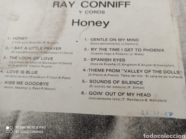 Discos de vinilo: Ray Conniff. Honey - Foto 3