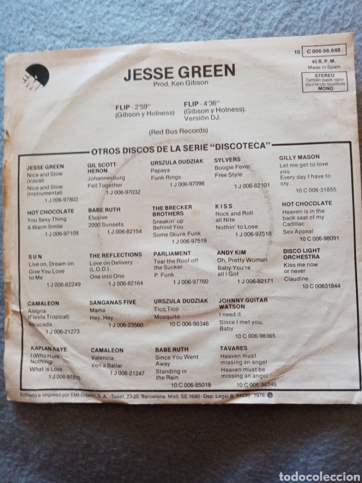 Discos de vinilo: Jesse Green-flip..disco vinilo single - Foto 2