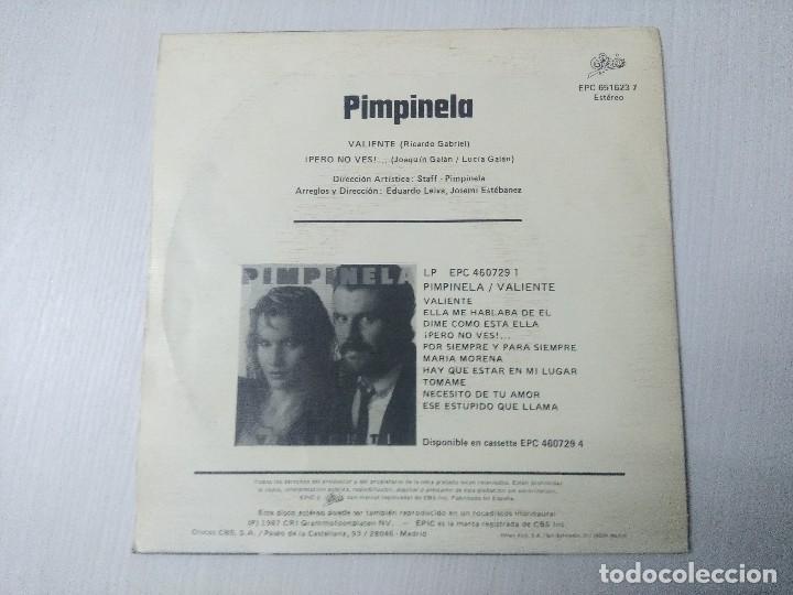 Discos de vinilo: PIMPINELA/VALIENTE/SINGLE PROMOCIONAL.. - Foto 3