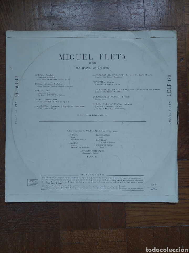 Discos de vinilo: Miguel Fleta LP - Foto 2