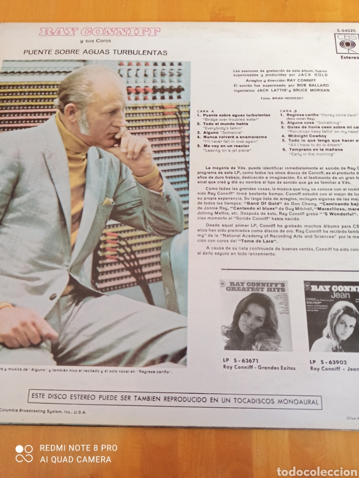 Discos de vinilo: Ray Conniff. Bridge Over Troubled water - Foto 2