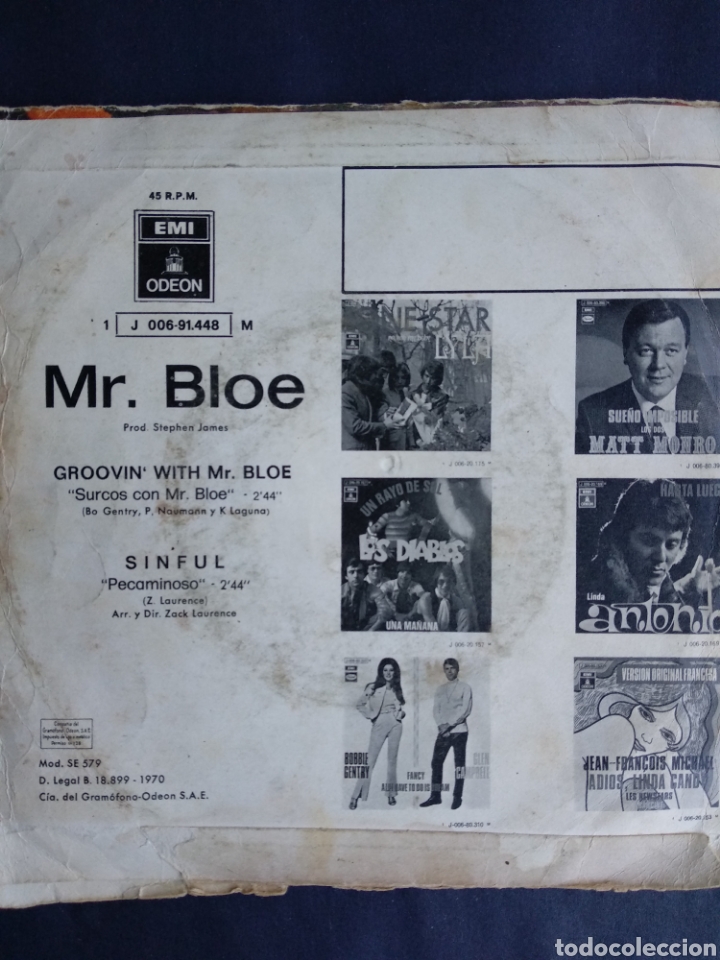 Discos de vinilo: *MR. BLOE, SINFUL, ODEON, 1970 - Foto 2