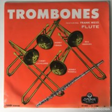 Discos de vinilo: FRANK WESS, HENRY COKER, BILL HUGHES (2), JIMMY CLEVELAND, BENNY POWELL – TROMBONES, UK 1956 LONDON. Lote 310689908