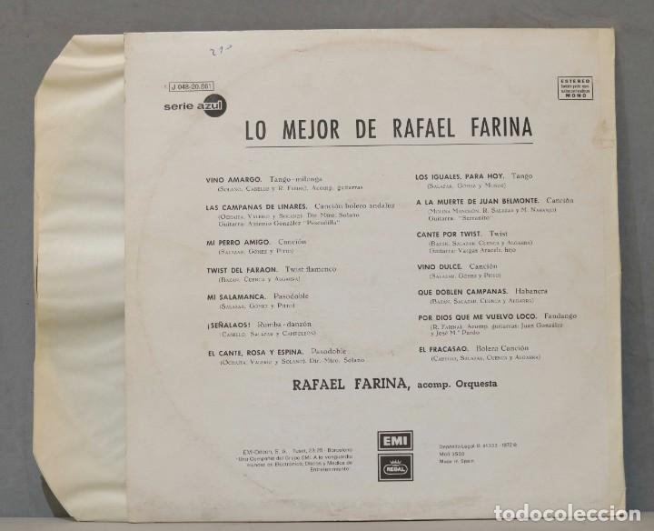 Discos de vinilo: LP. LO MEJOR DE RAFAEL FARINA - Foto 2