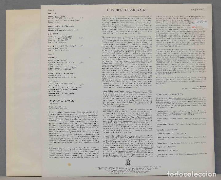 Discos de vinilo: LP. CONCIERTO BARROCO. BACH. VIVALDI. CORELLI. STOKOWSKI - Foto 2