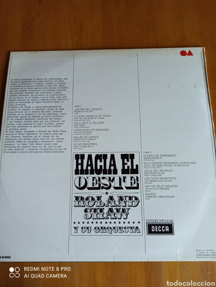 Discos de vinilo: Hacia el Oeste. Roland Shaw y su orquesta - Foto 2