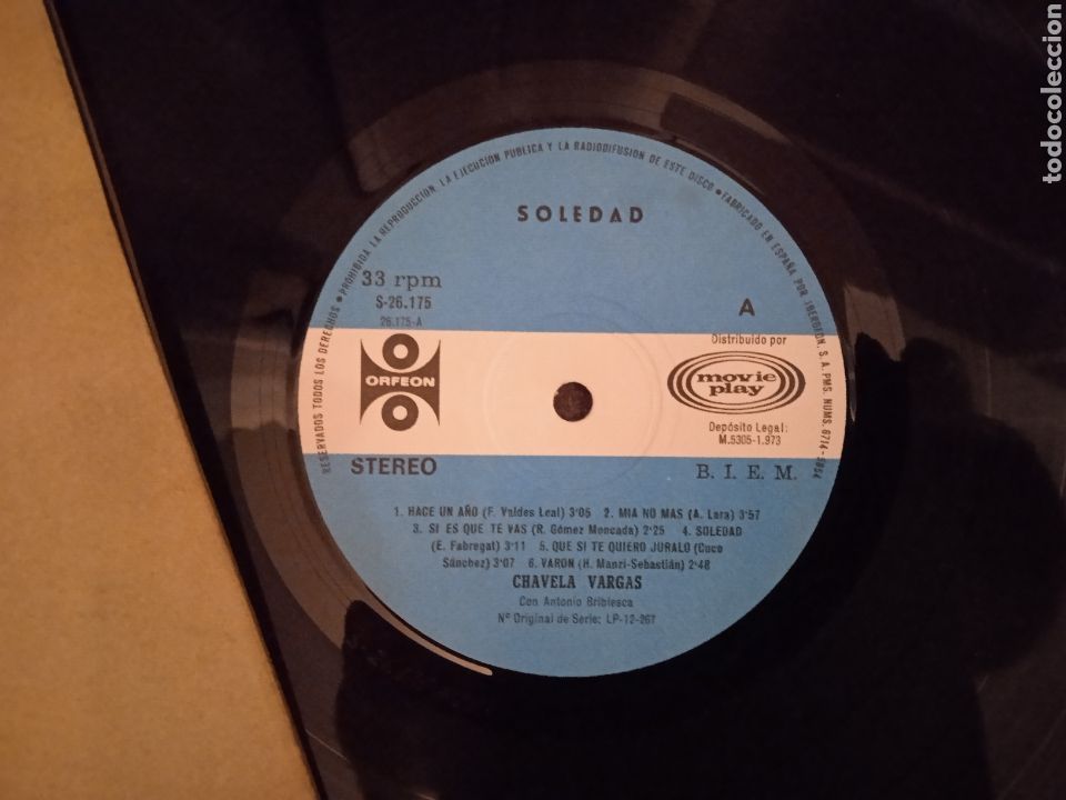 Discos de vinilo: Chavela Vargas LP Soledad Made in Spain 1973 - Foto 2