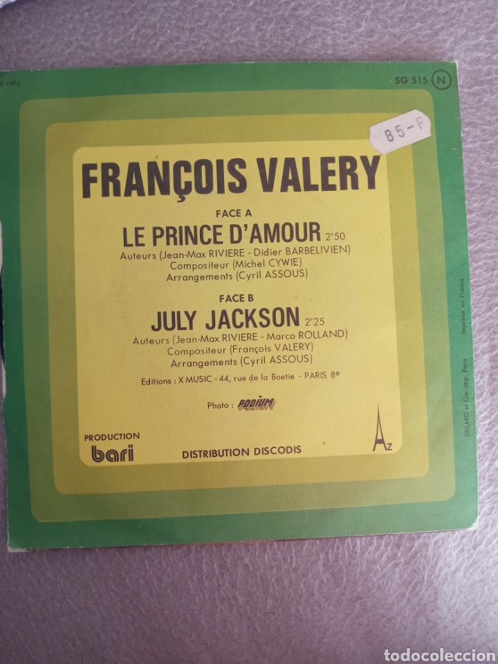 Discos de vinilo: Francois Valery-le prince damour..disco vinilo single - Foto 2