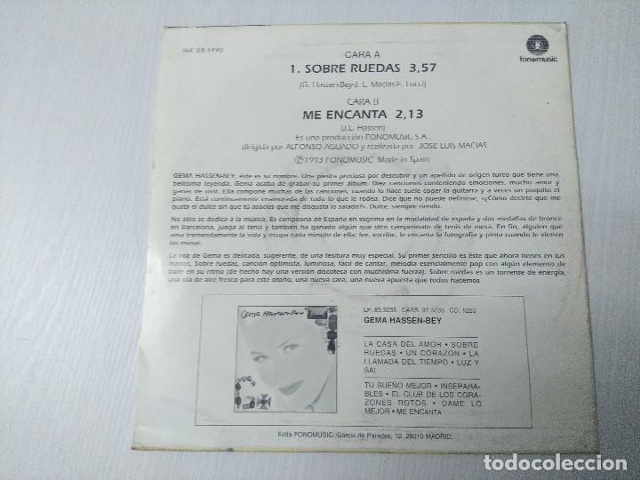 Discos de vinilo: GEMA HASSEN BEY/SOBRE RUEDAS/SINGLE. - Foto 3