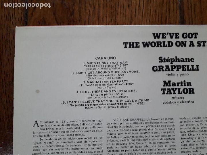 Discos de vinilo: Stephane grappelli + martin taylor - weve got the world on a string - Foto 3