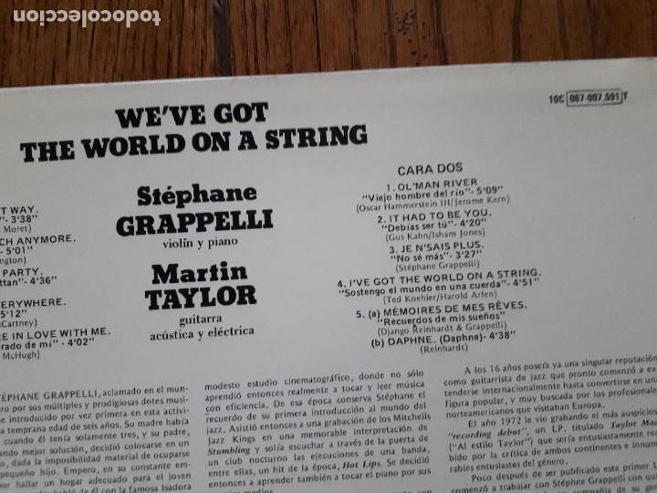 Discos de vinilo: Stephane grappelli + martin taylor - weve got the world on a string - Foto 4