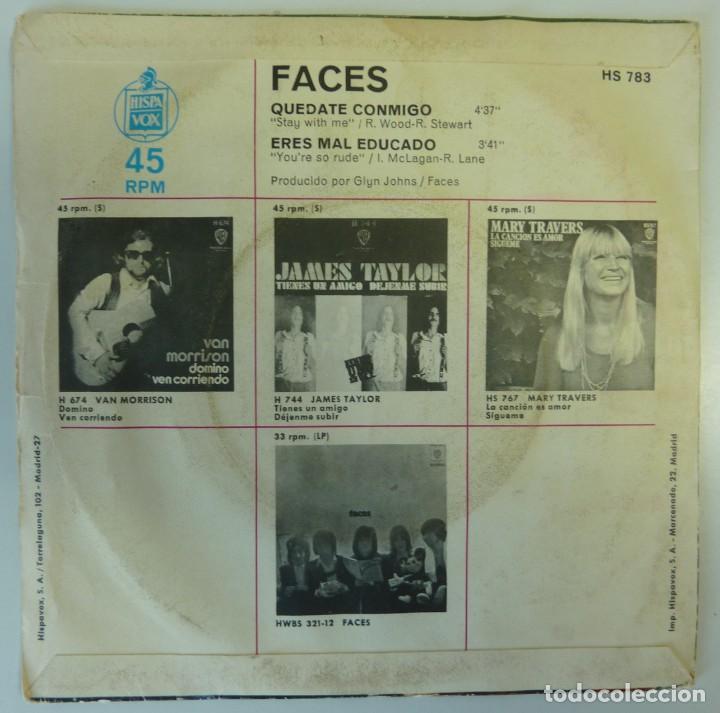 Discos de vinilo: FACES // QUEDATE CONMIGO // 1972 // SINGLE - Foto 2