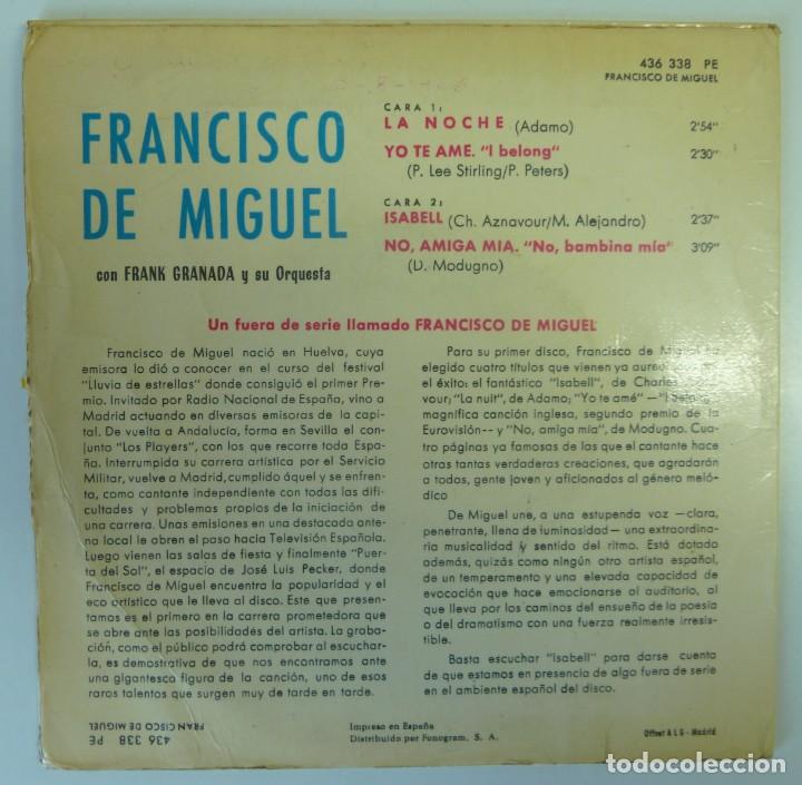 Discos de vinilo: FRANCISCO DE MIGUEL // LA NOCHE+3 // 1965 // EP - Foto 2