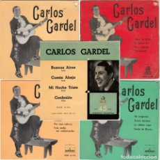 Discos de vinilo: CINCO DISCOS EP DE CARLOS GARDEL + REGALO - LOTE 4. Lote 311428543