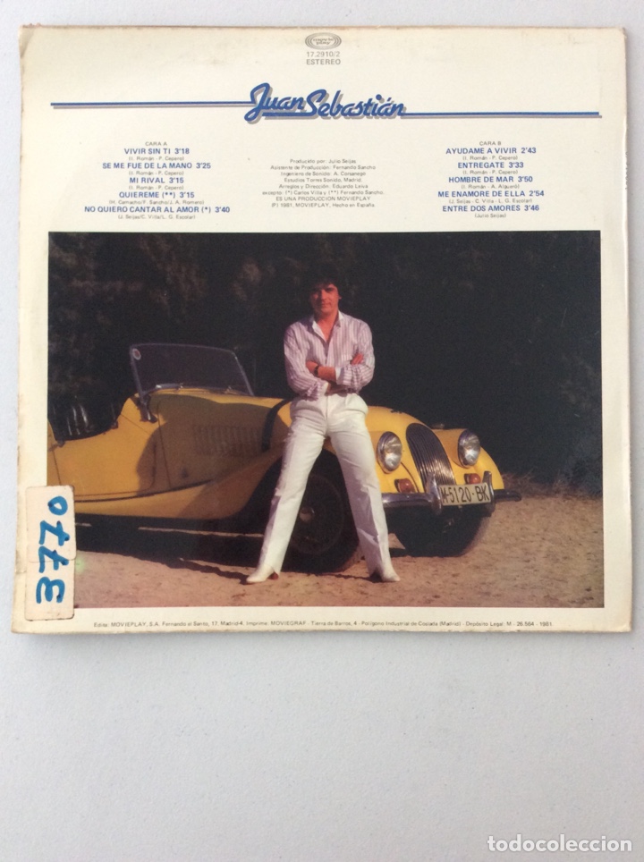 Discos de vinilo: Juan Sebasti&aacute;n. Vivir sin ti. - Foto 2