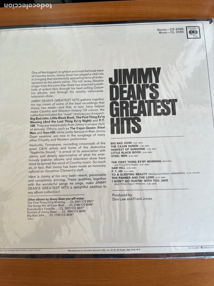 Discos de vinilo: Jimmy Dean - Greatest Hits - Foto 2