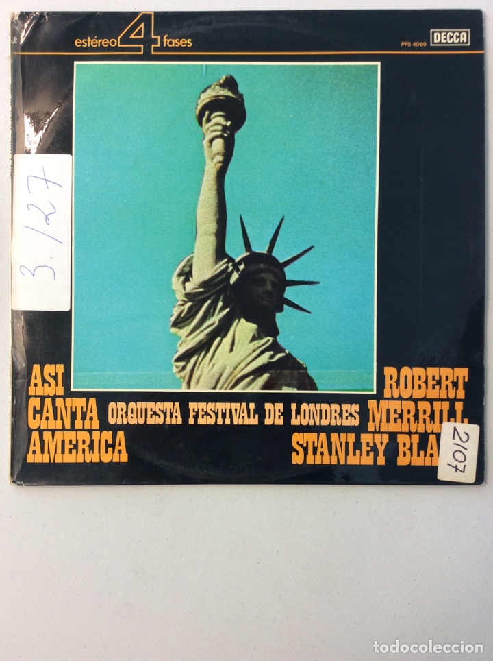 Disques de vinyle: As&iacute; canta Am&eacute;rica. Orquesta festival de Londres. Robert Merril Stanley Black