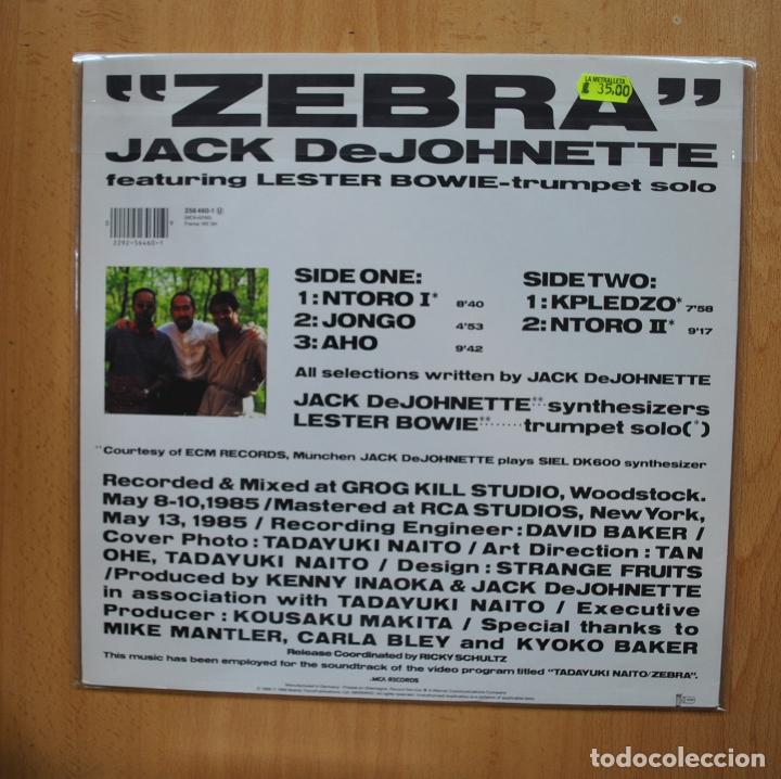 Discos de vinilo: JACK DEJOHNETTE DEATURING LESTER BOWIE - ZEBRA - LP - Foto 2