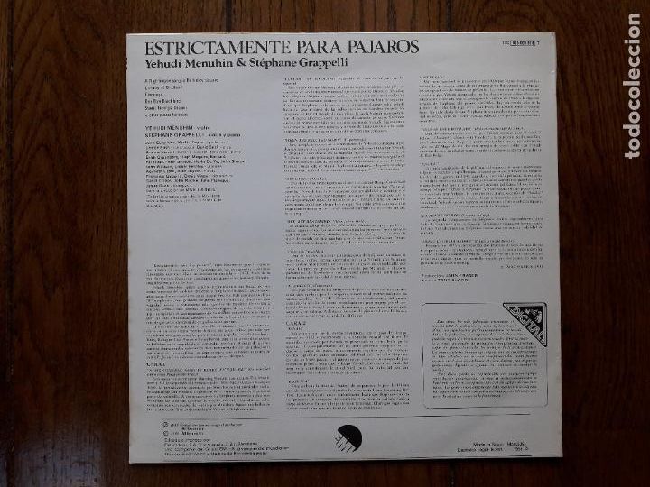 Discos de vinilo: Yehudi menuhin & stephane grappelli - estrictamente para p&aacute;jaros - Foto 2