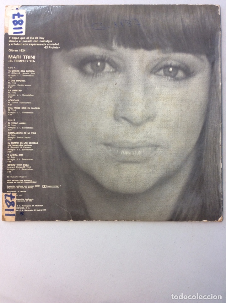 Discos de vinilo: Mari Trini. El tiempo y yo. - Foto 2