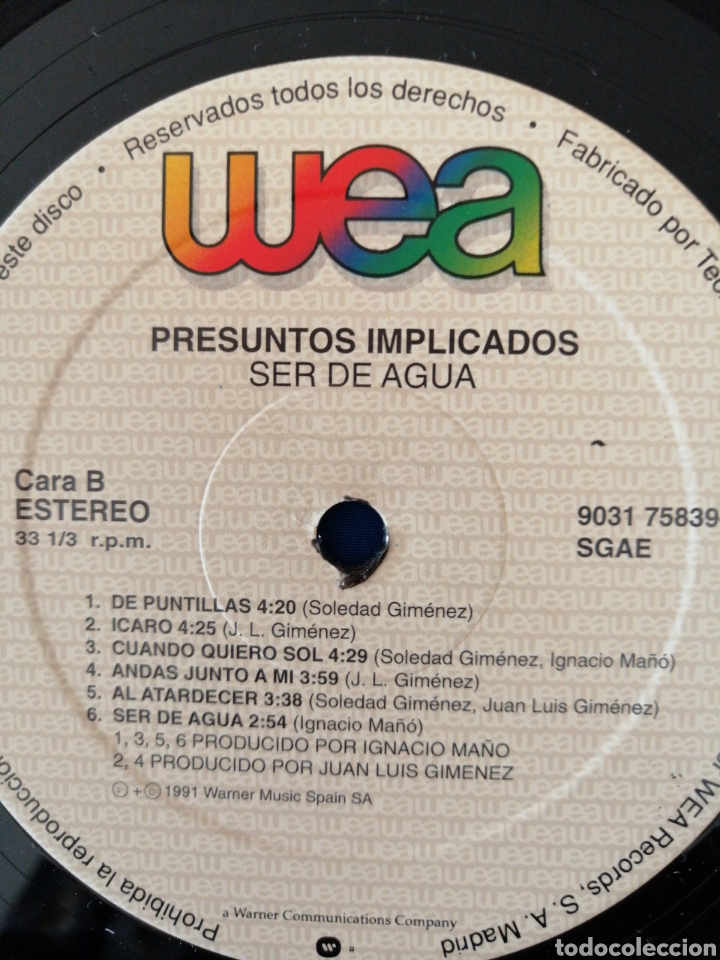 Discos de vinilo: PRESUNTOS IMPLICADOS - SED DE AGUA - Foto 7