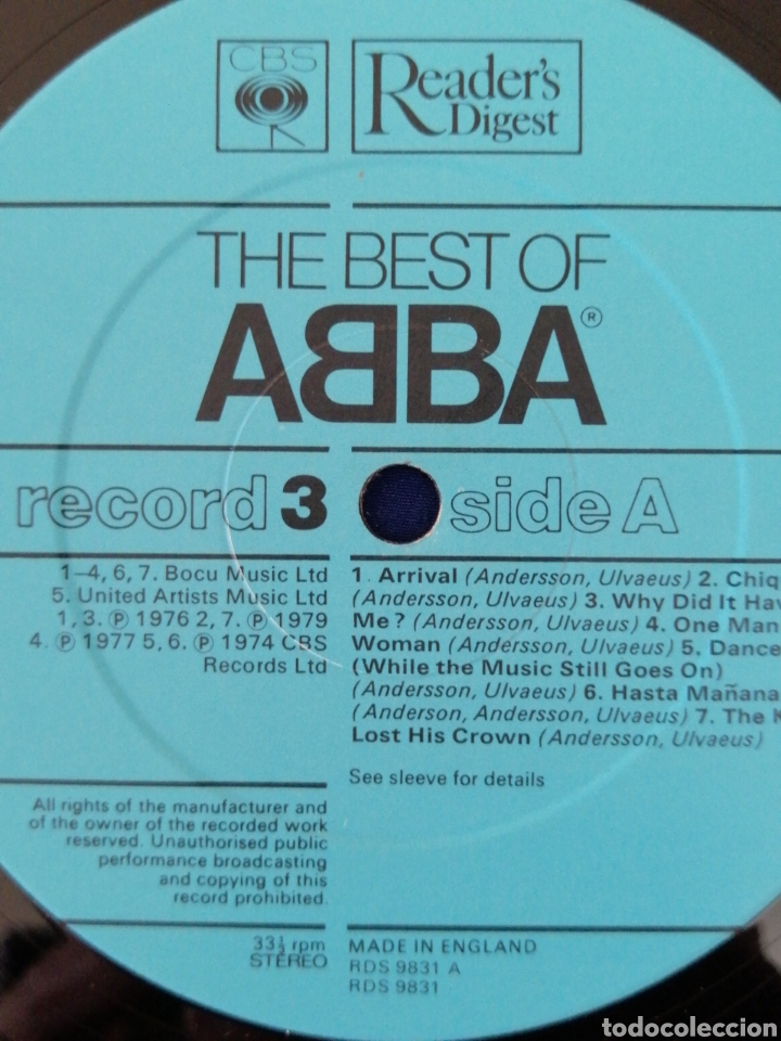 Discos de vinilo: ABBA RECORD 3 (MADEN IN ENGLAND) - Foto 8