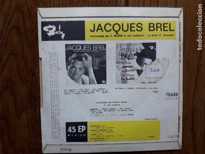 Discos de vinilo: Jacques brel - mathilde + tango funebre + les bergers + titine - Foto 2