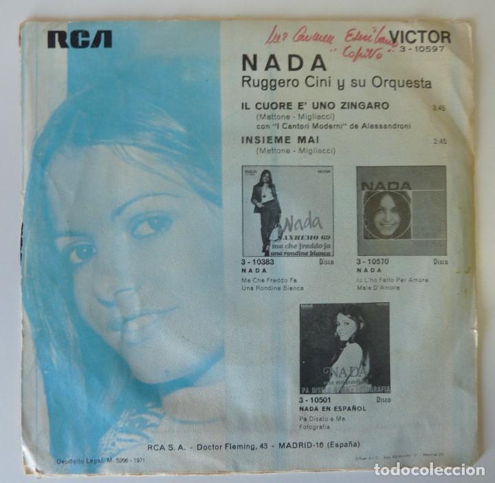 Discos de vinilo: NADA // IL CUORE E UNO ZINGARO // 1971 // SINGLE - Foto 2