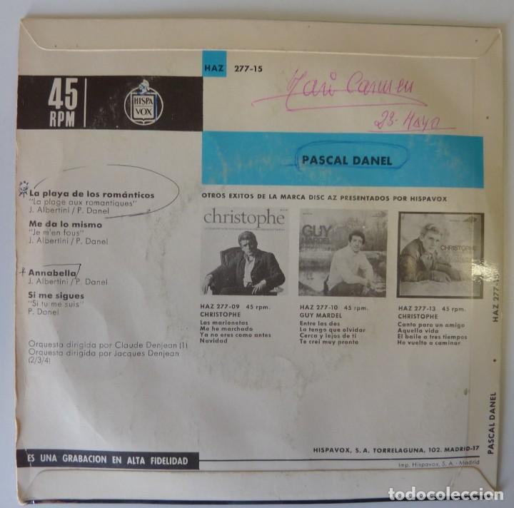 Discos de vinilo: PASCAL DANEL // LA PLAYA DE LOS ROMANTICOS+3 // 1966 // EP - Foto 2