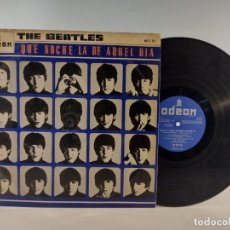 Discos de vinil: THE BEATLES - QUE NOCHE LA DE AQUEL DÍA - LP - MONO - SPAIN - 1964 **LABEL AZUL OSCURO** MOCL 122. Lote 312218643