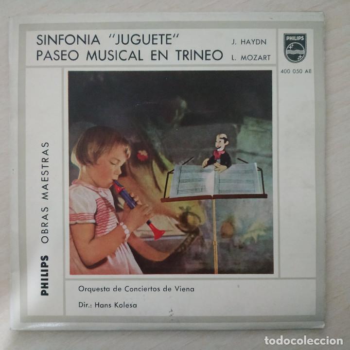 Discos de vinilo: J. HAYDN (SINFONIA JUGUETE) / L. MOZART (PASEO MUSICAL EN TRINEO) SINGLE PHILIPS 1959 (COMO NUEVO) - Foto 3 - 312306168