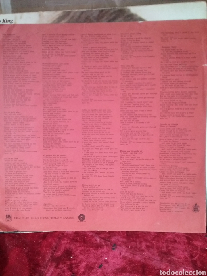 Discos de vinilo: CAROLE KING 1972 Original Copia Spain - Foto 4
