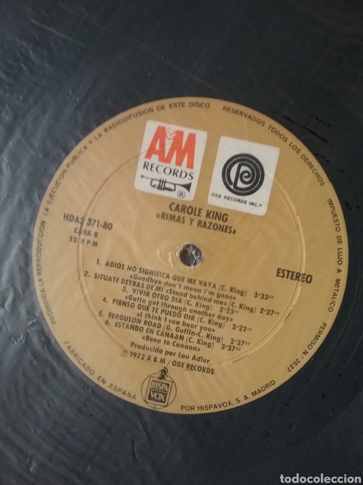 Discos de vinilo: CAROLE KING 1972 Original Copia Spain - Foto 7