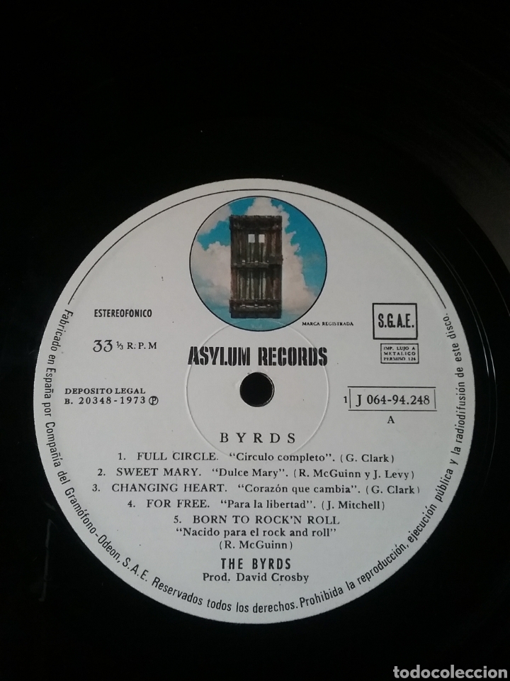 Discos de vinilo: The BYRDS 1973 Asylum Records . Copia Spain - Foto 3