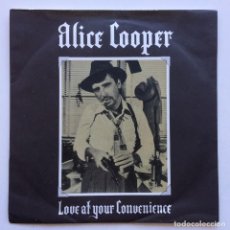 Discos de vinilo: ALICE COOPER ‎– (NO MORE) LOVE AT YOUR CONVENIENCE / IT'S HOT TONIGHT , UK 1977 WARNER BROS RECORDS. Lote 312445088