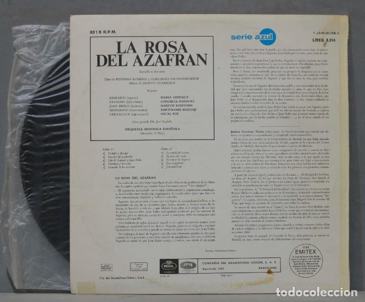 Discos de vinilo: LP. LA ROSA DEL AZAFRAN. JACINTO GUERRERO - Foto 2