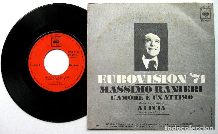 Discos de vinilo: Massimo Ranieri - Lamore E Un Attimo - Single CBS 1971 Eurovision BPY - Foto 2
