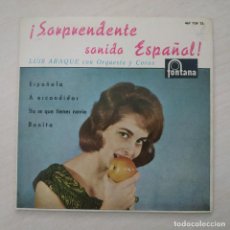 Discos de vinilo: LUIS ARAQUE - ESPAÑOLA / A ESCONDIDAS / YA SE QUE TIENES NOVIO / BONITA - VINILO AZUL - BUEN ESTADO. Lote 312583028