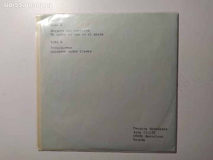 Discos de vinilo: INFIERNO DE COBARDES. E.P. TDKDS22 - Foto 2