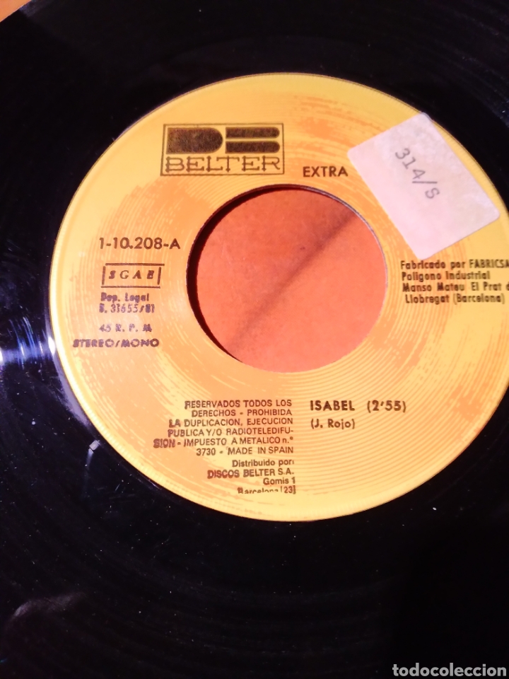 Discos de vinilo: Vinilo Single - EXTRA &rdquo;ISABEL/SOLOS TU Y YO&rdquo; ES.82 - Foto 2