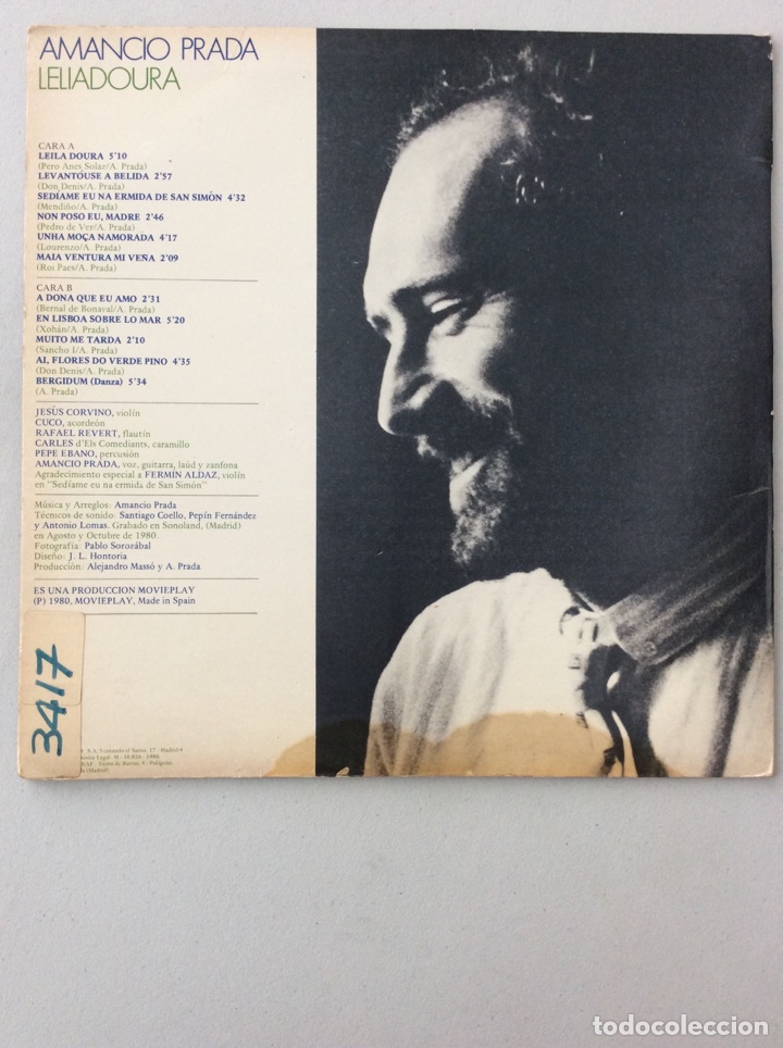Discos de vinilo: Amancio Prada. Leliadoura. - Foto 2