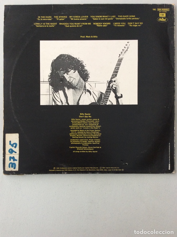 Discos de vinilo: Billy Squier. Don&rsquo;t Say Not (no digas no) - Foto 2