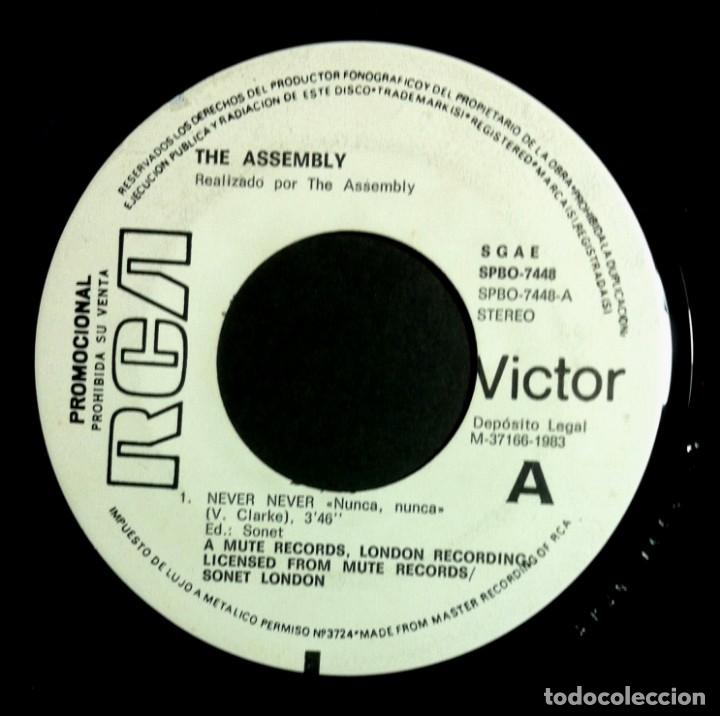 Discos de vinilo: THE ASSEMBLY - Never Never / Stop / Start - SINGLE PROMO 1983 - RCA - Foto 1