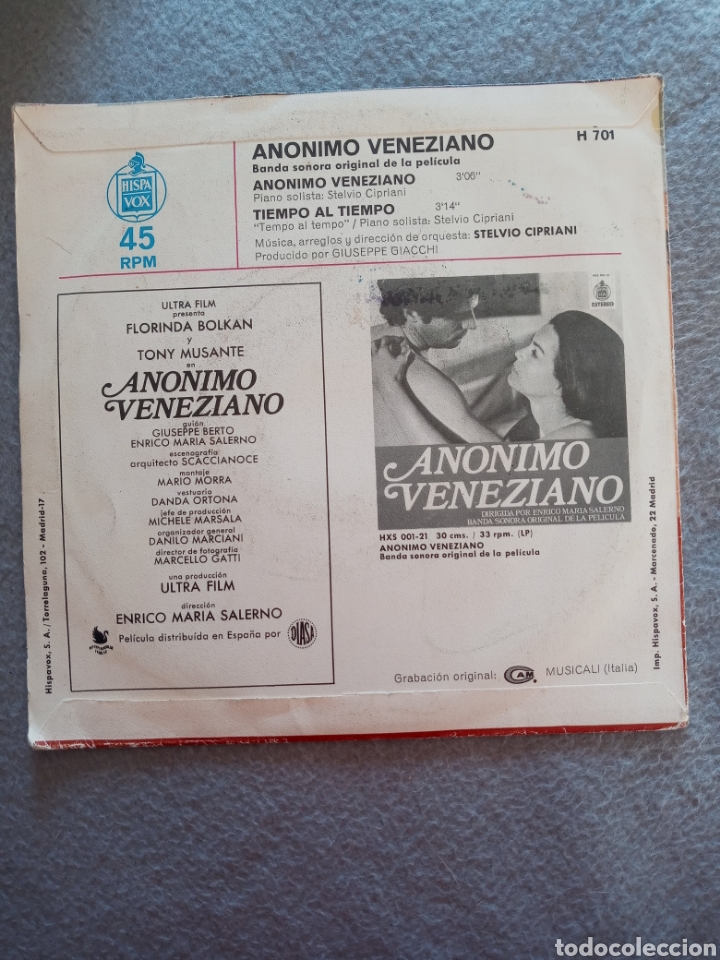 Discos de vinilo: Anonimo Veneziano..disco vinilo single - Foto 2