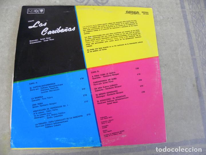 Discos de vinilo: LOS CARIBE&Ntilde;OS -LP -EDICION CUBANA - Foto 2