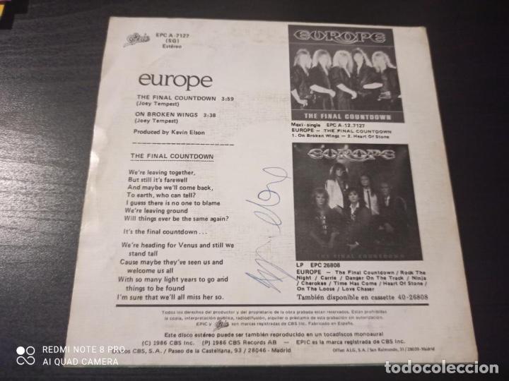 Discos de vinilo: EUROPE - THE FINAL COUNTDOWN - SINGLE EPIC 86 HARD ROCK - Foto 2