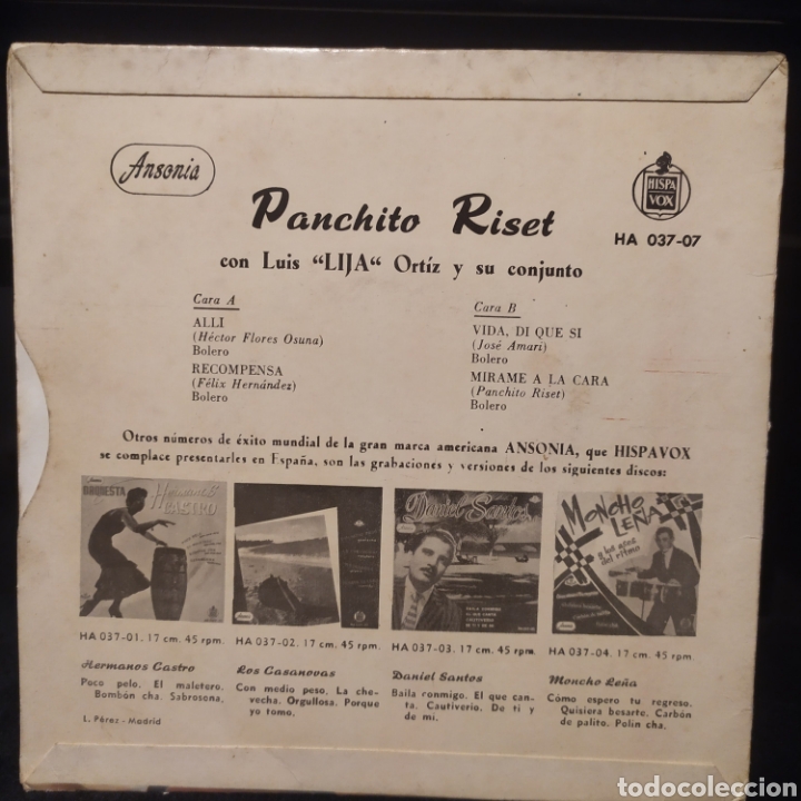 Discos de vinilo: Panchito Riset - All&iacute; 1959 - Foto 2
