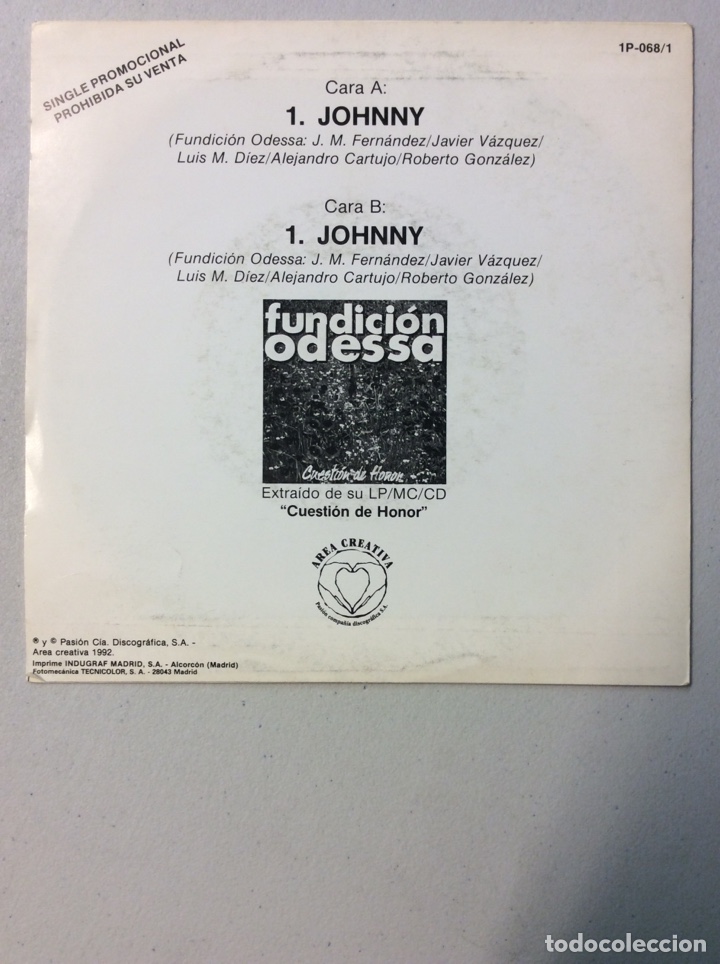 Discos de vinilo: Fundici&oacute;n Odessa. Johnny. - Foto 2